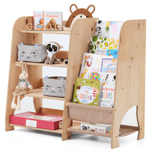 Étagère 2-en-1 Montessori pour livres et jouets