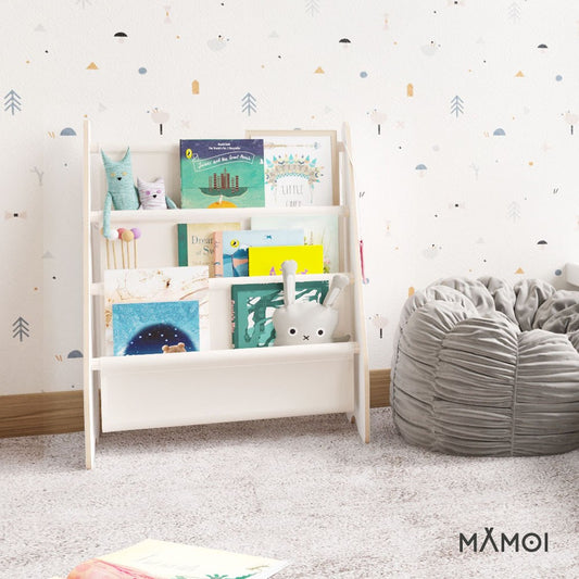 Étagère à livres pour enfants MAMOI® – Beige | Bibliothèque pour chambre d’enfant | Petite étagère à livres pour tout-petit | Meuble mural de rangement et de décoration pour chambre d’enfant