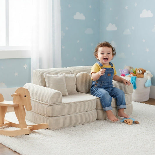 Canapé modulable moyen pour enfants – Esthétique écru