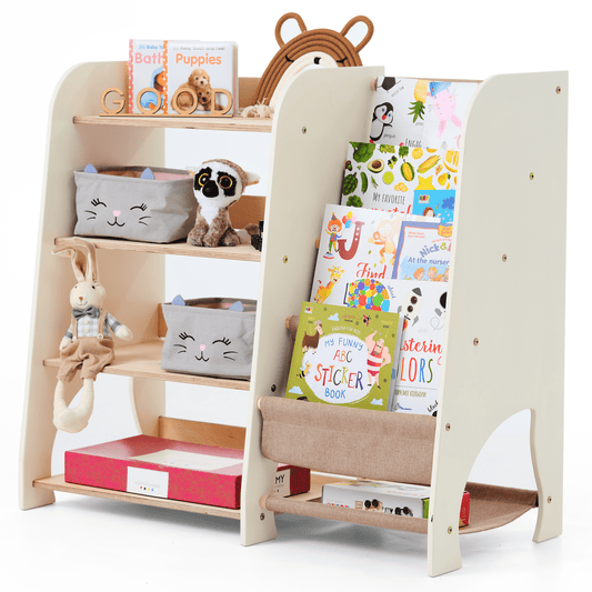 Étagère 2-en-1 Montessori pour livres et jouets