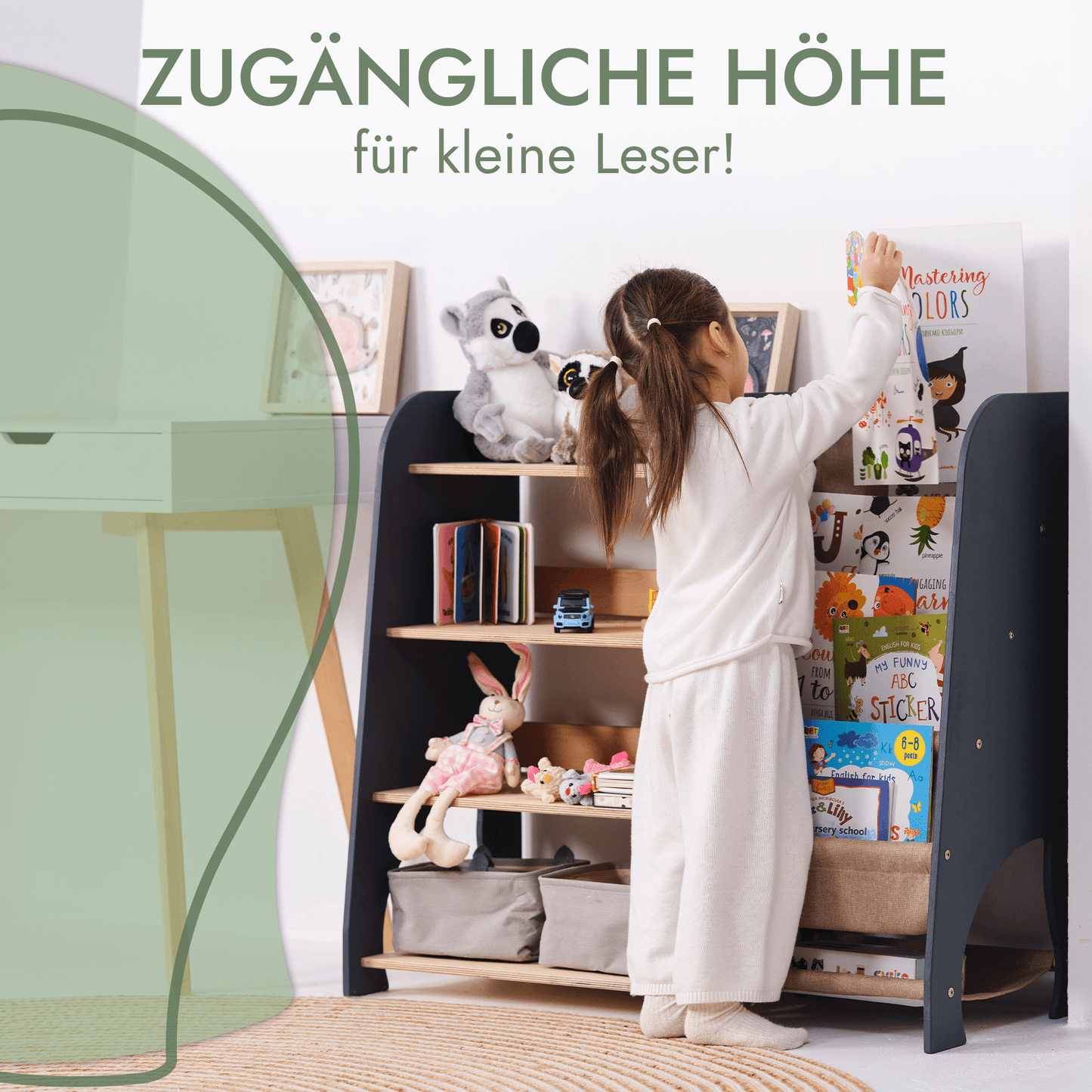 Étagère 2-en-1 Montessori pour livres et jouets