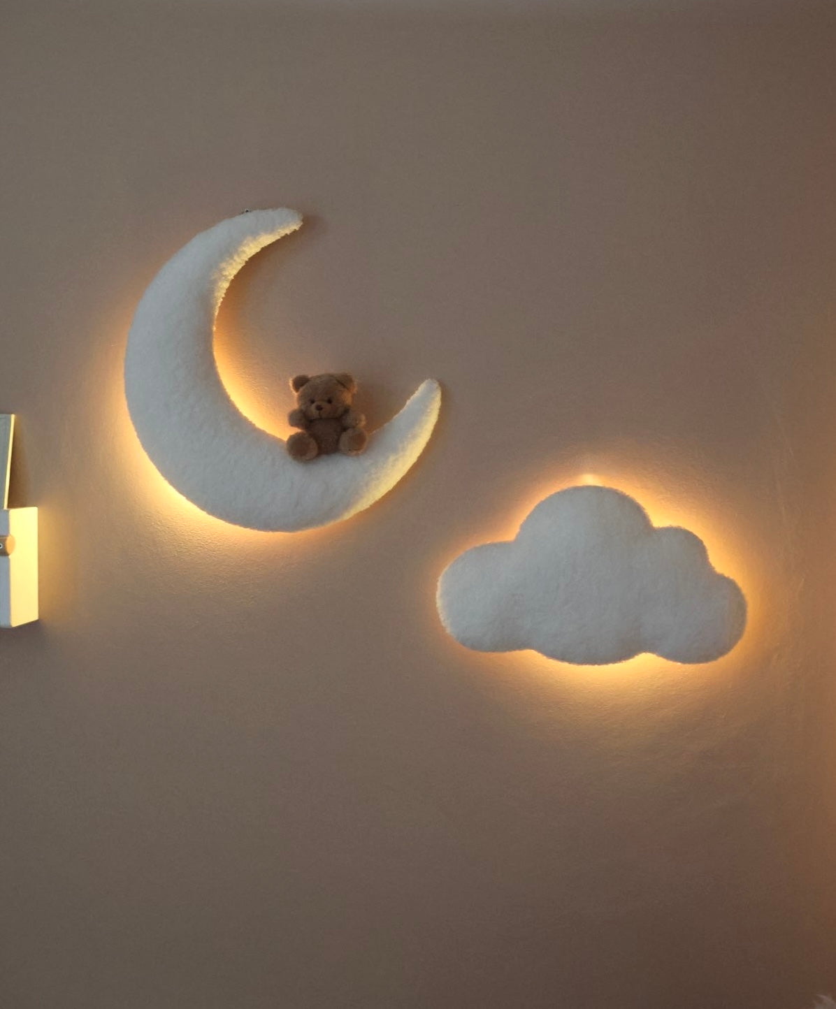 Lampe Murale Bébé Coton Bouclé - Lune & Ours