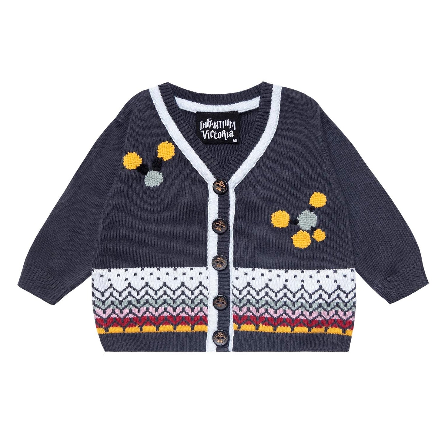 Gilet bébé gris avec broderie faite main