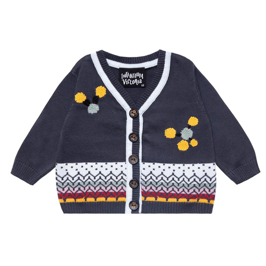 Gilet bébé gris avec broderie faite main