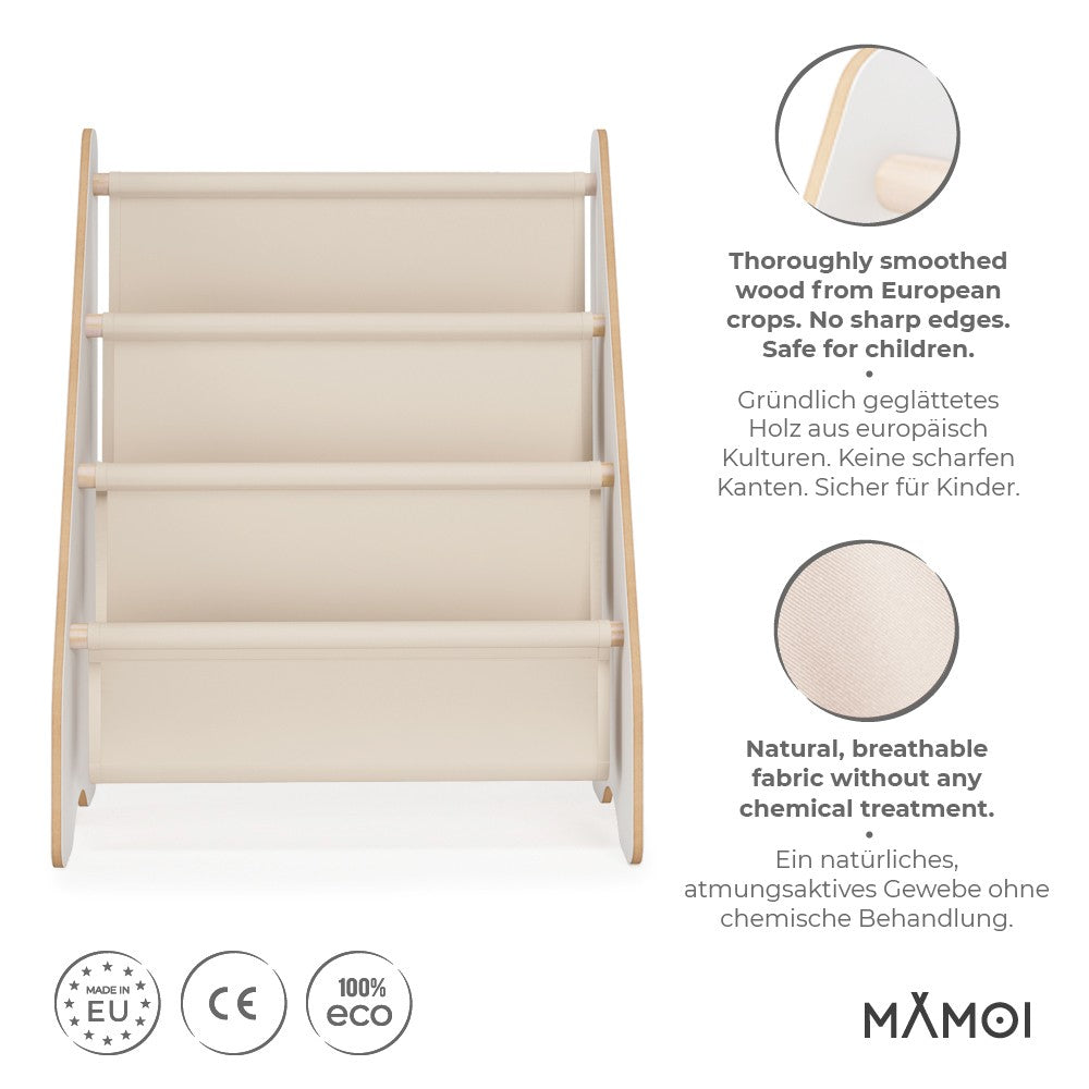 Étagère à livres pour enfants MAMOI® – Beige | Bibliothèque pour chambre d’enfant | Petite étagère à livres pour tout-petit | Meuble mural de rangement et de décoration pour chambre d’enfant