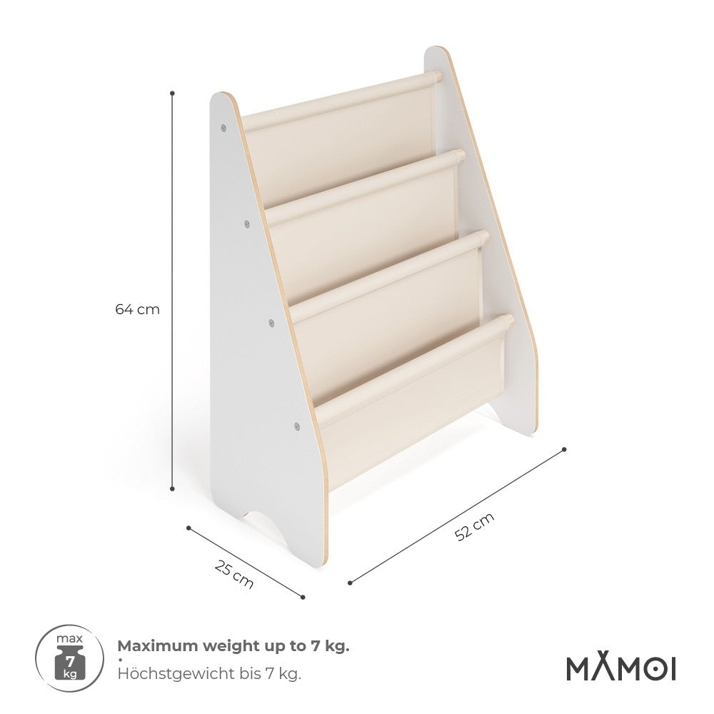 Étagère à livres pour enfants MAMOI® – Beige | Bibliothèque pour chambre d’enfant | Petite étagère à livres pour tout-petit | Meuble mural de rangement et de décoration pour chambre d’enfant