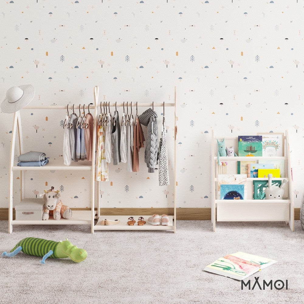 Étagère à livres pour enfants MAMOI® – Beige | Bibliothèque pour chambre d’enfant | Petite étagère à livres pour tout-petit | Meuble mural de rangement et de décoration pour chambre d’enfant