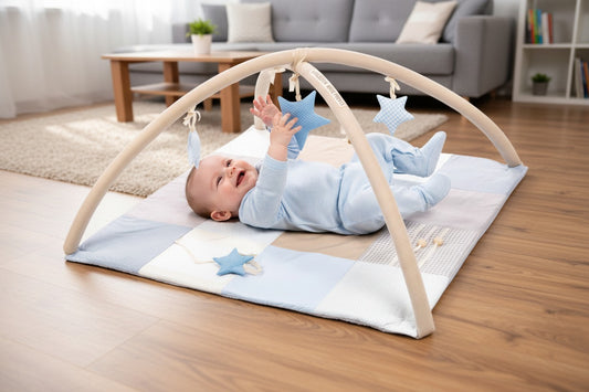 Tapis d'éveil pour bébé, fait main, 100x100 cm - Bleu