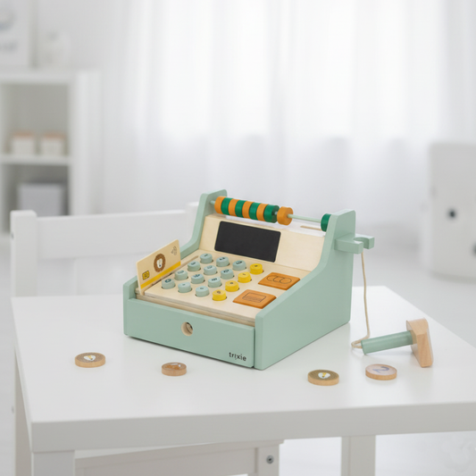 Caisse enregistreuse en bois avec accessoires