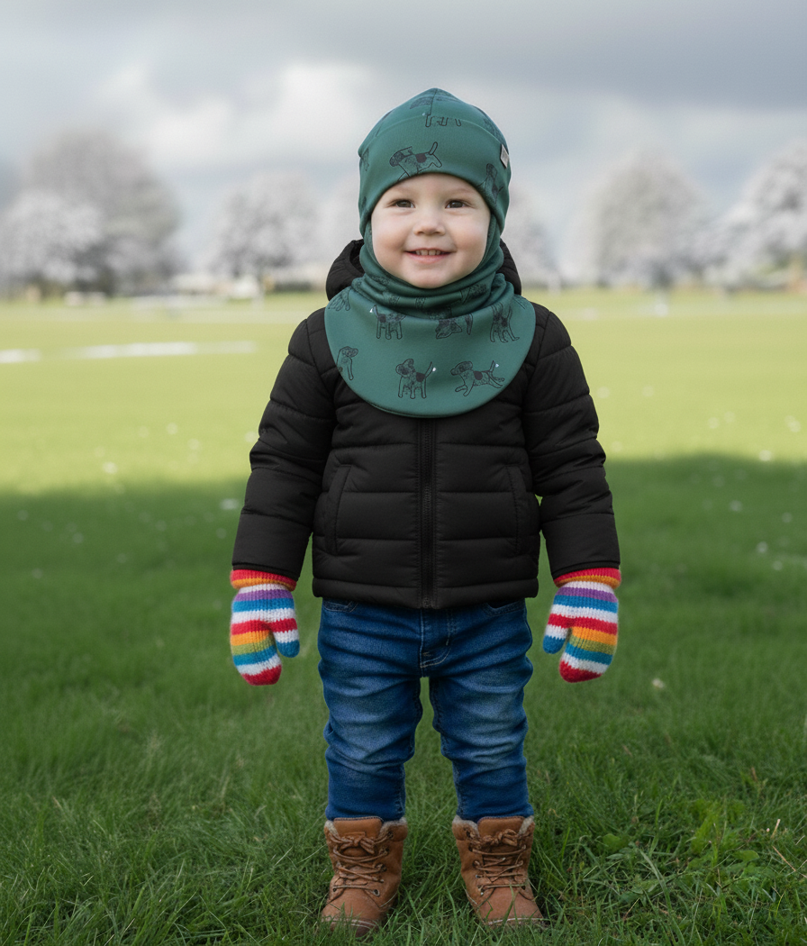 Balaclava enfant mi-saison BREDEN – Vert chiens