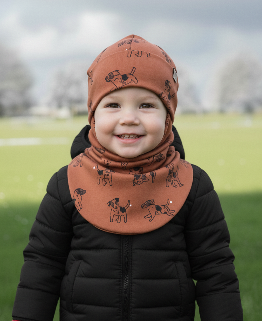 Balaclava enfant mi-saison BREDEN – Chiens cuivre