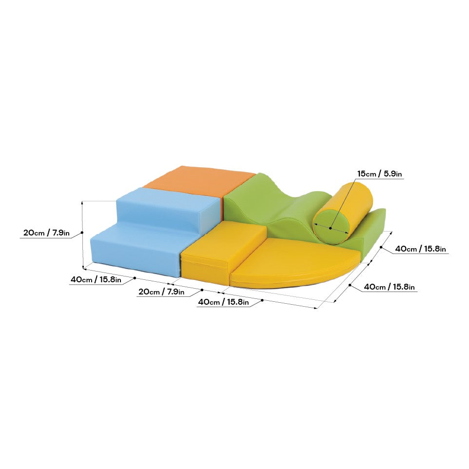 Soft Play 6 Foam Block Set - Light Multicolor Explorer