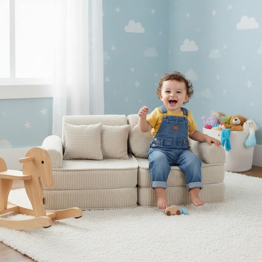 Canapé modulable moyen pour enfants – Esthétique écru