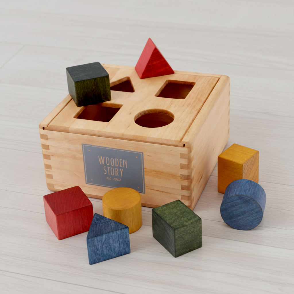 Boîte à formes en bois – Colorée